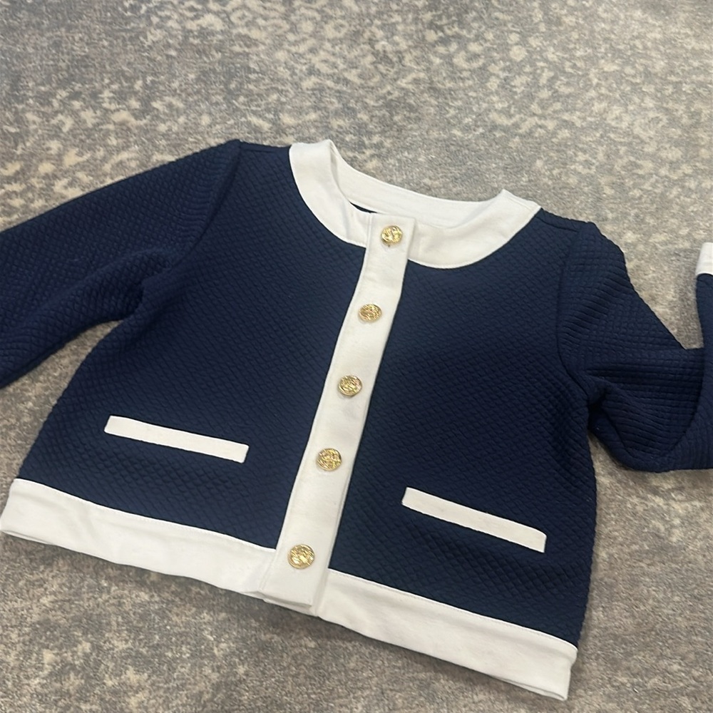 JANIE & JACK Navy and White Button-Up kids Jacket